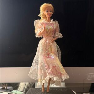Barbie 1966 Elegant Pink and White Doll with Lace Dress